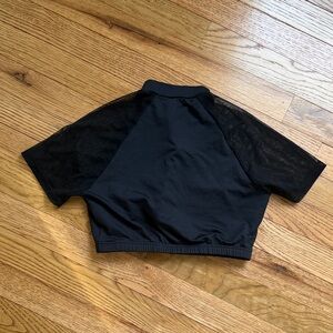 Black Mesh Dance Short Sleeve Crop Top